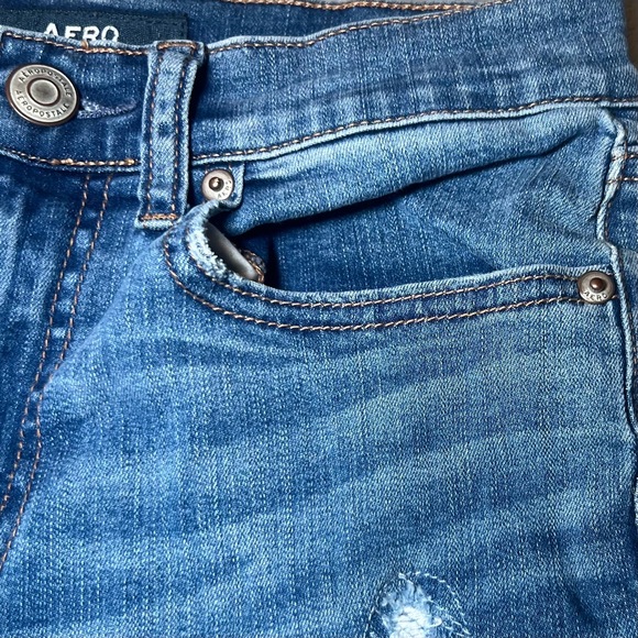 Aero Blue Jeans Womens 6 High Rise Distressed Ripped Edgy Stretch Modern Classic - Picture 7 of 16